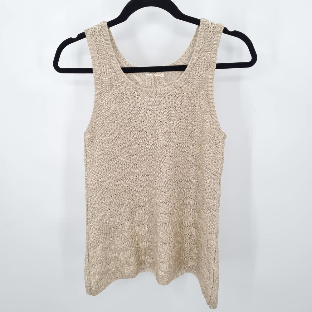 Moth Knit Crochet Tank in Tan Size Extra Small
